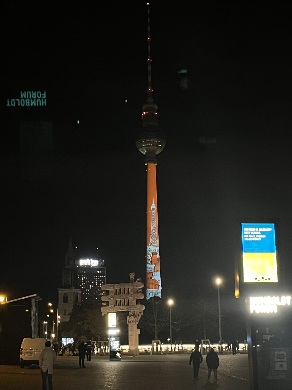The Berlin TV Tower illuminated at night